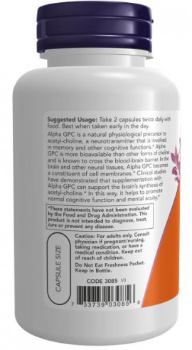 NOW Альфа Глицерилфосфорилхолин, 60 вег.капс