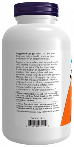 NOW Glycine Pure Powder, 454 грамма