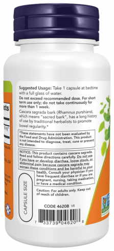 NOW Cascara Sagrada, Каскара Саграда, 250 капсул