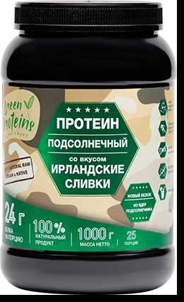 Green Proteins Подсолнечный протеин ИРЛАНДСКИЕ СЛИВКИ, 1000 гр