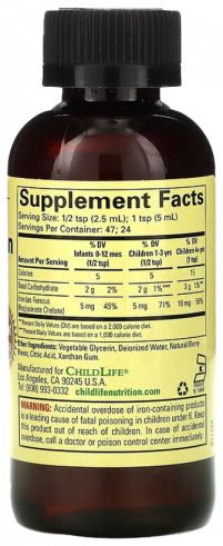 ChildLife Liquid Iron, Жидкое железо, 118 мл