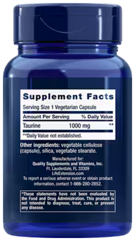 Life Extension Taurine 1000 mg, 90 капсул
