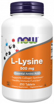 NOW L-Lysine 500 mg, L-Лизин 500 мг, 250 таблеток